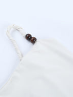 Beaded Strap Women's Mini Dress - Minimalist White Cami Bodycon - Coastal Grandmother Summer Vacation Beach Dress 2026