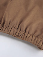 Camel Faux Suede Women's Bomber Jacket - Retro Zip Up Elastic Hem Relaxed Fit - Spring Daily Casual Streetwear 2026