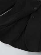 Vintage Peplum Blazer For Women - Puff Sleeve Stand Collar Slim Fit Jacket - Chic Spring Party Outerwear 2026