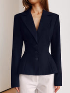Hourglass Cinched Waist Women's Blazer - Elegant Notched Collar Slim Fit Jacket - Quiet Luxury Spring Business Outfits 2026