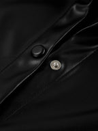 Faux Leather Shirt Women's Button Down Shacket - Minimalist Collared Long Sleeve Top - Oversized Streetwear Spring Outfits 2026