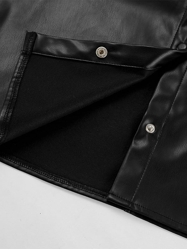 Faux Leather Shirt Women's Button Down Shacket - Minimalist Collared Long Sleeve Top - Oversized Streetwear Spring Outfits 2026