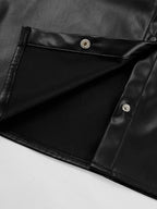 Faux Leather Shirt Women's Button Down Shacket - Minimalist Collared Long Sleeve Top - Oversized Streetwear Spring Outfits 2026