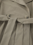 Khaki Belted Waist Women's Short Trench Coat - Chic Double Breasted Jacket - Old Money Spring Outfits 2026