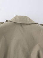 Khaki Belted Waist Women's Short Trench Coat - Chic Double Breasted Jacket - Old Money Spring Outfits 2026