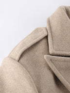Oatmeal Wide Lapel Women's Short Blazer - Padded Shoulder Boxy Fit Jacket - Chic Spring Street Outfits 2026