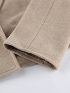 Oatmeal Wide Lapel Women's Short Blazer - Padded Shoulder Boxy Fit Jacket - Chic Spring Street Outfits 2026