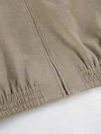 Faux Suede Women's Bomber - Retro Zip Up Elastic Hem Relaxed Fit - Spring Casual Daily Wear 2026