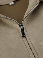 Faux Suede Women's Bomber - Retro Zip Up Elastic Hem Relaxed Fit - Spring Casual Daily Wear 2026