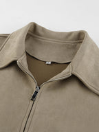 Faux Suede Women's Bomber - Retro Zip Up Elastic Hem Relaxed Fit - Spring Casual Daily Wear 2026