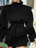 Belted Trench Jacket For Women - Chic High Neck Epaulette Design Slim Fit Peplum - Quiet Luxury Spring Streetwear 2026