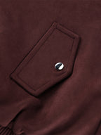 Suede Drop Shoulder Women's Cropped Jacket - Stand Collar Zip Up Slim Fit - Minimalist Spring Casual Outfits 2026