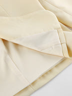Butter Yellow Women's Cropped Blazer - Elegant Buckle Front Round Neck Jacket - Slim Fit Date Night Outfits 2026
