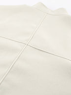 Stand Collar Women's Short Coat - Cream Oversized Fit Jacket - Minimalist Spring Street Casual Outfits 2026