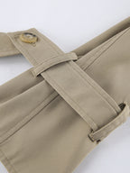 Cropped Khaki Women’s Trench Jacket - Lantern Sleeve Lapel Short Windbreaker - Casual Streetwear Spring Outerwear 2026
