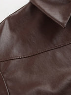 Faux Leather Women's Biker Jacket - Retro Oversized Lapel Collar Moto Coat - Vintage Zip Up Streetwear Spring Outfits 2026