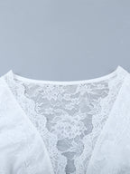 Sexy Sheer Lace Women's Crop Top - Deep V-Neck Long Sleeve Slim Fit - Coquette Style Night Out Clubwear 2026