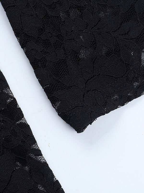 Sheer Lace Women's Lace Shirt - Gothic V-Neck Button Up Slim Shirt Cardigan - Spring Night Out Top 2026