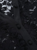 Sheer Lace Women's Lace Shirt - Gothic V-Neck Button Up Slim Shirt Cardigan - Spring Night Out Top 2026