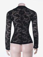Sheer Lace Women's Lace Shirt - Gothic V-Neck Button Up Slim Shirt Cardigan - Spring Night Out Top 2026