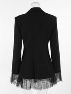 Lace Trimmed Hourglass Women's Blazer - Flare Sleeve Slim Fit Suit Jacket - Chic Streetwear Formal Outfits 2026