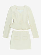 Elegant Women's Skirt Suit Set - Peplum Blazer & Mini Skirt 2 Piece - Old Money Style Spring Business Wear 2026