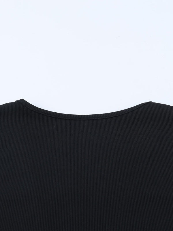 Deep V Neck Women's Lace Trim Top - Black Sexy Slim Fit Blouse - Gothic Style Spring Clubwear 2026