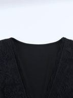 Deep V Neck Women's Lace Trim Top - Black Sexy Slim Fit Blouse - Gothic Style Spring Clubwear 2026