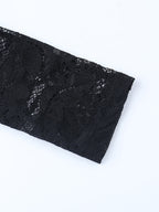 Off Shoulder Lace Patchwork Maxi Dress For Women - Black Gothic Sheer Sleeve Bodycon Gown - Spring Gala Party Outfits 2026