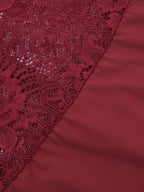 Off Shoulder Lace Patchwork Maxi Dress For Women - Wine Red Long Sleeve Slit Bodycon Gown - Spring Evening Party 2026