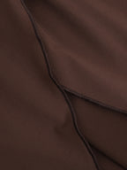Halter Deep V Neck Maxi Dress For Women - Brown Slinky Ruched Backless Bodycon Gown - Summer Evening Party 2026
