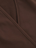 Halter Deep V Neck Maxi Dress For Women - Brown Slinky Ruched Backless Bodycon Gown - Summer Evening Party 2026