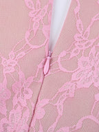 Fairycore Lace Bodycon Mini Dress For Women - Pink Bell Sleeve Slim Fit - Spring Romantic Date Night 2026