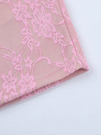 Fairycore Lace Bodycon Mini Dress For Women - Pink Bell Sleeve Slim Fit - Spring Romantic Date Night 2026