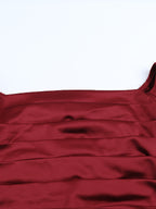 Off Shoulder Satin Maxi Dress For Women - Wine Red Elegant High Slit Ruched Gown - Spring Wedding Guest Party Wear 2026
