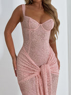 Pink Fairycore Lace Jumpsuit For Women - Tie Front Flare Leg Romper - Summer Romantic Date Night Party Wear 2026