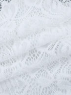 Floral Lace Crop Top For Women - White Elegant Long Sleeve V Neck Slim Fit Blouse - Spring Night Out Clubwear 2026