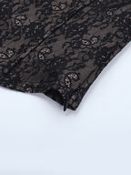 Black Lace Corset Style Crop Top For Women - Gothic Long Sleeve Sweetheart Bustier Blouse - Spring Night Out Party 2026