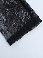 Ruched Lace Patchwork Mini Dress For Women - Black Off Shoulder Bodycon - Spring Club Night Out 2026