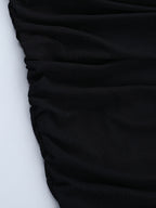 Ruched Lace Patchwork Mini Dress For Women - Black Off Shoulder Bodycon - Spring Club Night Out 2026