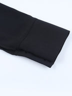 Tie Front Cutout Shirt Dress For Women - Black Long Sleeve Ruffle Hem Mini Dress - Spring Streetwear 2026