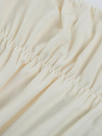 Cowl Neck Ruched Mini Dress For Women- Cream Sexy Long Sleeve Fringe Bodycon - Spring Cocktail Party 2026