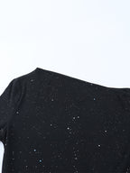 Glitter One Shoulder Maxi Dress For Women - Black Sparkly High Slit Slim Fit Gown - Spring Gala Prom Party Outfits 2026