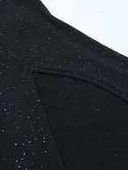 Glitter One Shoulder Maxi Dress For Women - Black Sparkly High Slit Slim Fit Gown - Spring Gala Prom Party Outfits 2026