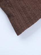 Lace Wrap V Neck Blouse For Women - Brown Vintage Long Sleeve Slim Fit Cropped Top - Spring Casual Daily Wear 2026