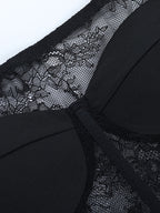 Off Shoulder Lace Corset Blouse For Women - Black Sheer Mesh Long Sleeve Bustier Top - Spring Night Out Clubwear 2026