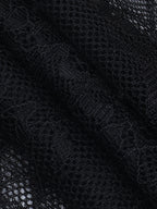 Off Shoulder Lace Corset Blouse For Women - Black Sheer Mesh Long Sleeve Bustier Top - Spring Night Out Clubwear 2026