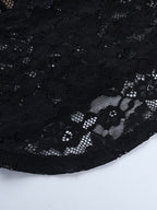 Lace Cutout Corset Style Blouse For Women - Black Sexy Long Sleeve Bustier Top - Spring Clubwear Party 2026