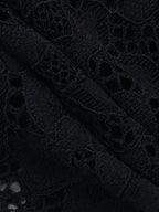 Lace Cutout Corset Style Blouse For Women - Black Sexy Long Sleeve Bustier Top - Spring Clubwear Party 2026