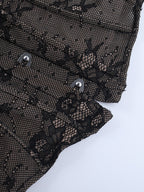 Floral Lace Corset Top For Women - Black Gothic Aesthetic Bustier - Summer Night Out Clubwear 2026
